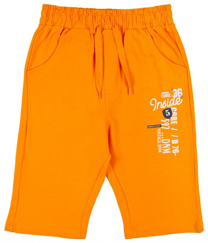 Фото - бавовняні шорти для хлопчика оранжевого кольору ціна 275 грн. за штуку - Леопольд