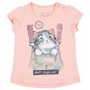 Картинка, футболка персикова з кошеням для дівчинки