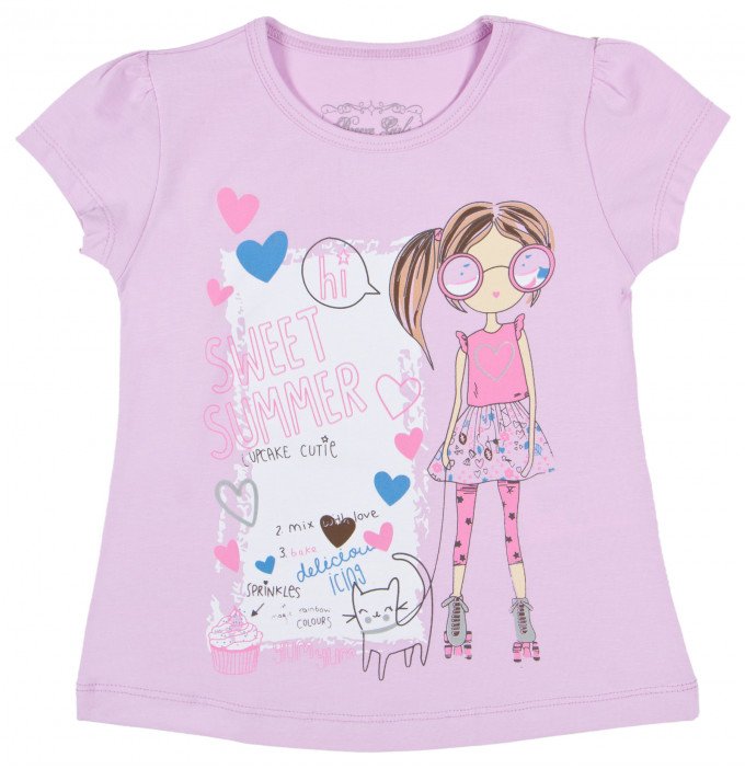 Фото - футболка лилового цвета для девочки цена 205 грн. за штуку - Леопольд