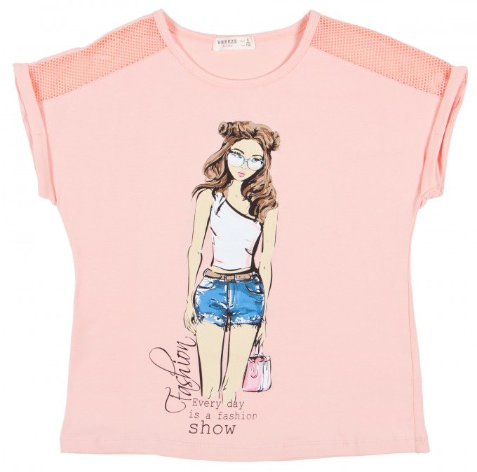 Фото - футболка персикового цвета для девочки цена 280 грн. за штуку - Леопольд