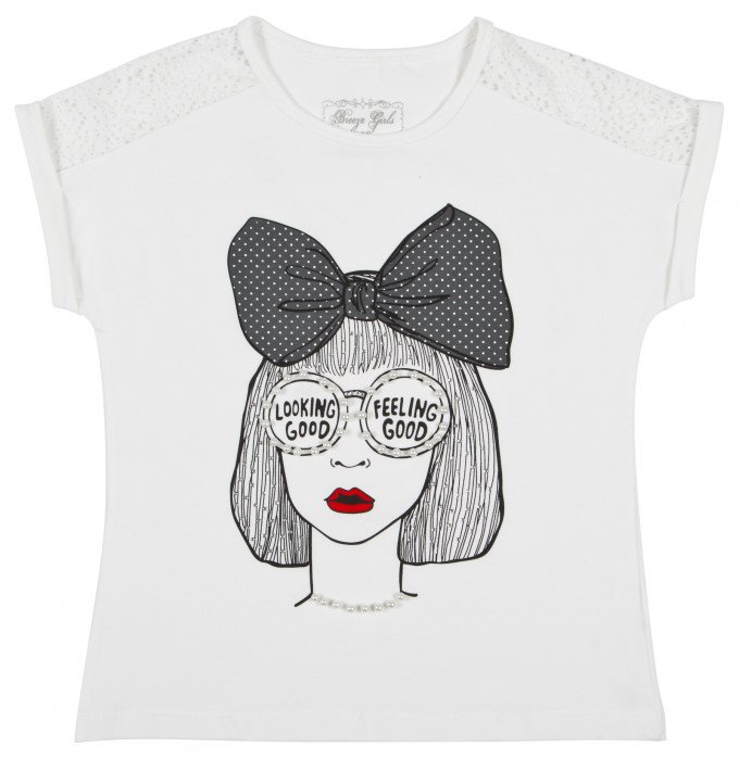 Фото - літня футболка для дівчинки з намистинками ціна 305 грн. за штуку - Леопольд