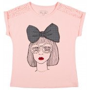 Картинка, персиковая трикотажная футболка для девочки
