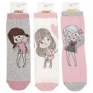 Картинка, однотонні шкарпетки з малюнком дівчинки