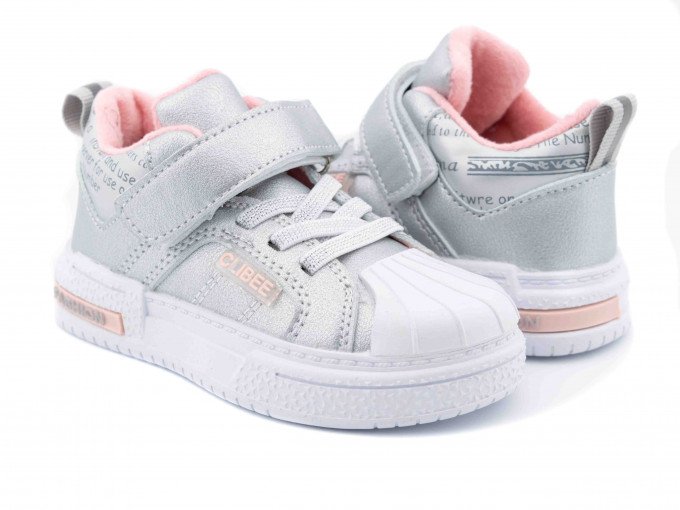 Фото - срібні утеплені кросівки для дівчинки ціна 545 грн. за пару - Леопольд